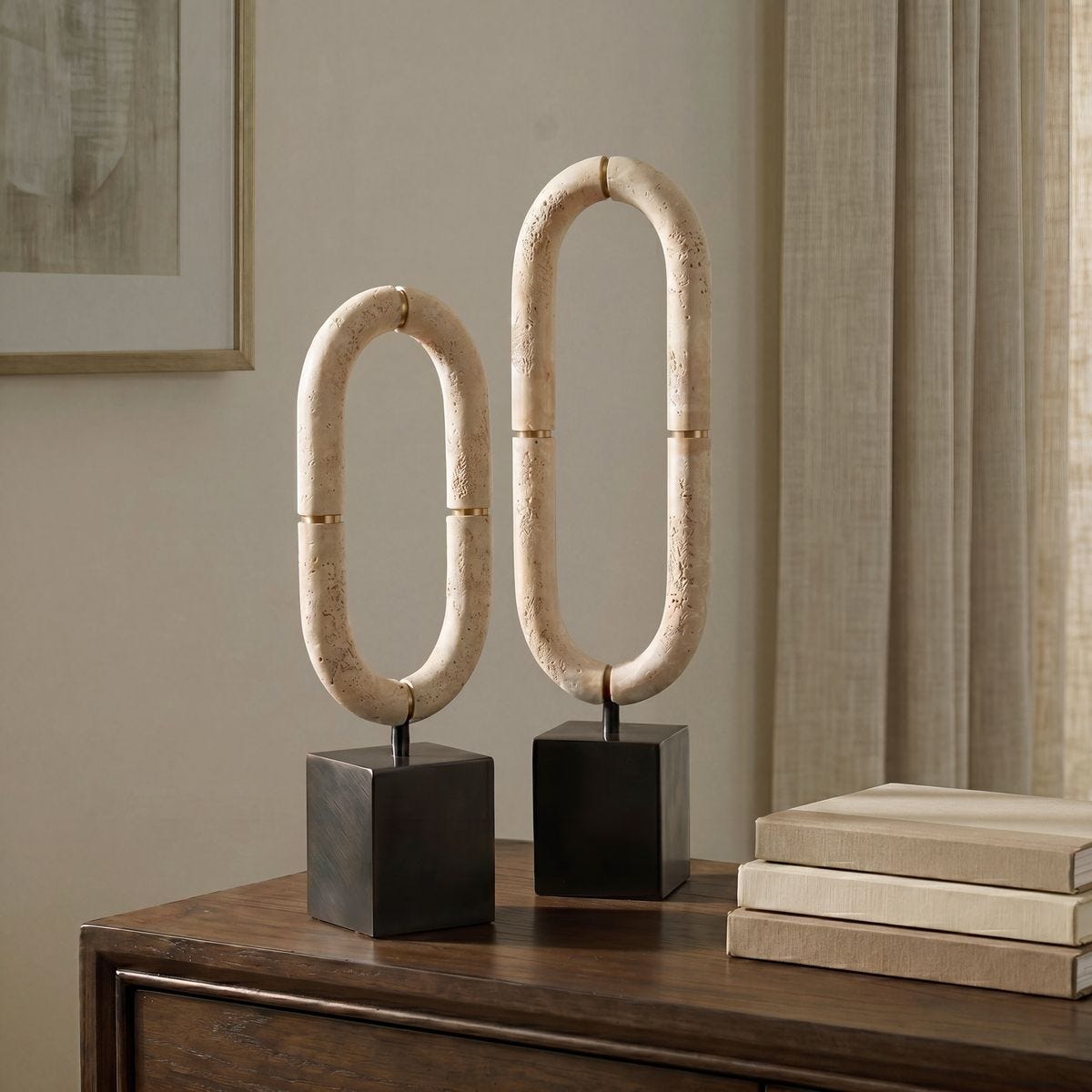 Tay Oval Ivory & Dark Bronze Décor Object (Set of 2)