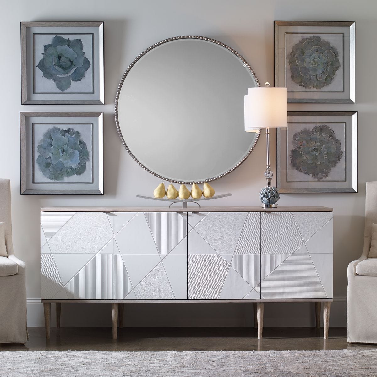 Elros 72" Modern Natural Oak Ceruse Finish Sideboard