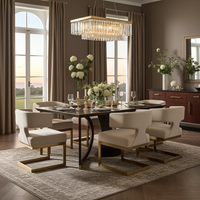 True Modern Off-White Velvet & Brass Dining Chair