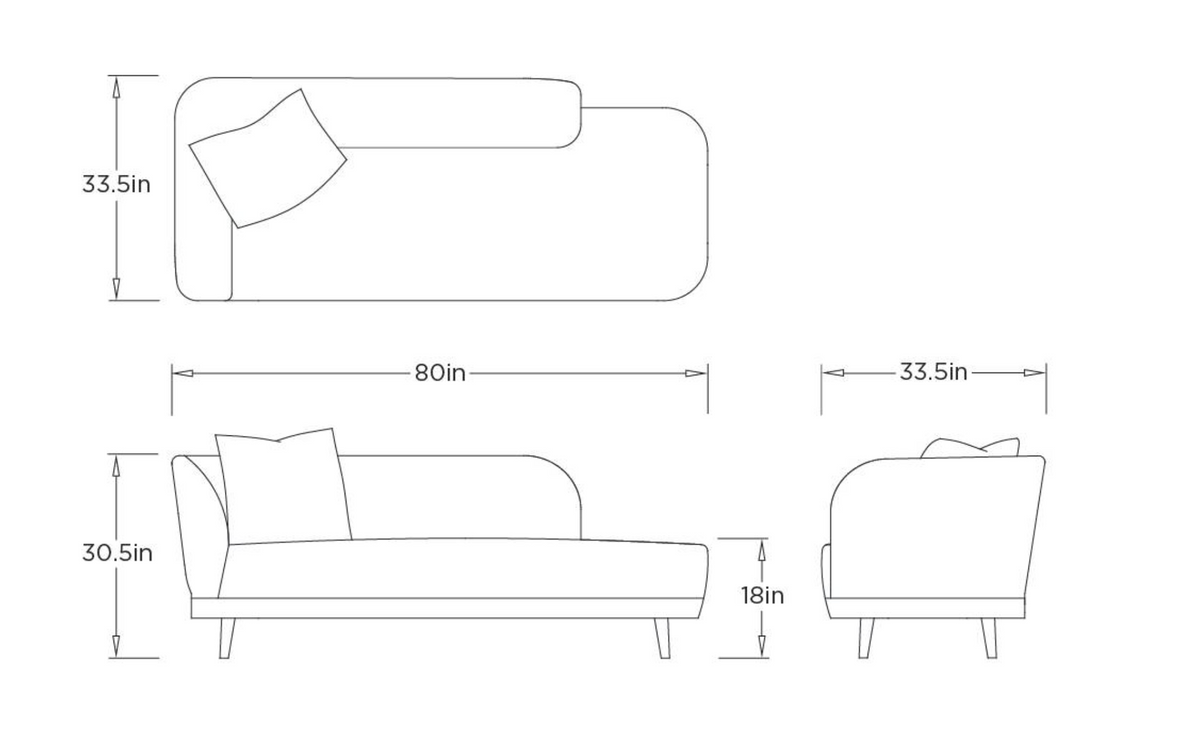 Carla 80" Modern Grey Plush Chaise