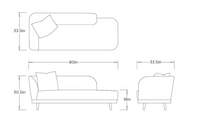 Carla 80" Modern Grey Plush Chaise