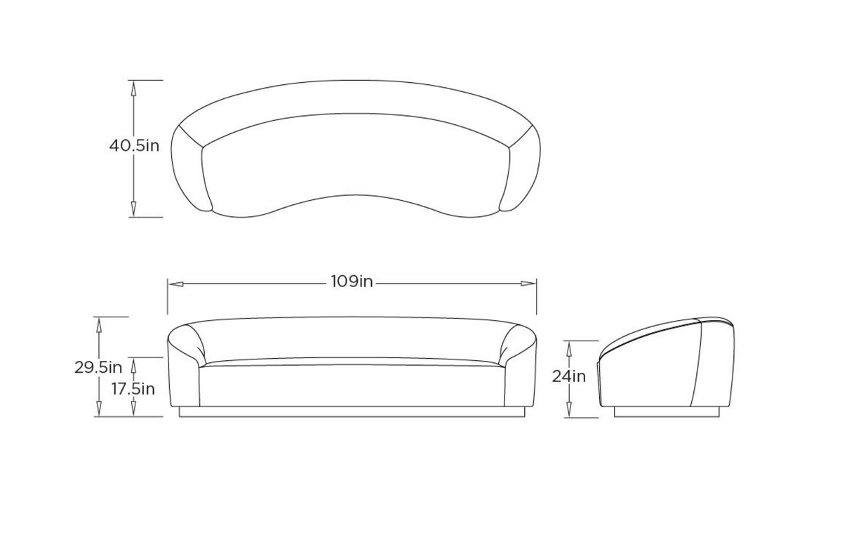 Emilee 109" Grey Velvet Curved Sofa