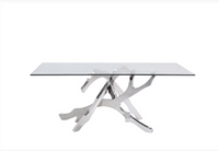 Erra 87" Modern Glass & Stainless Steel Dining Table