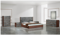 Azariah Modern Walnut Veneer with Grey Volcanic Slate Bed
