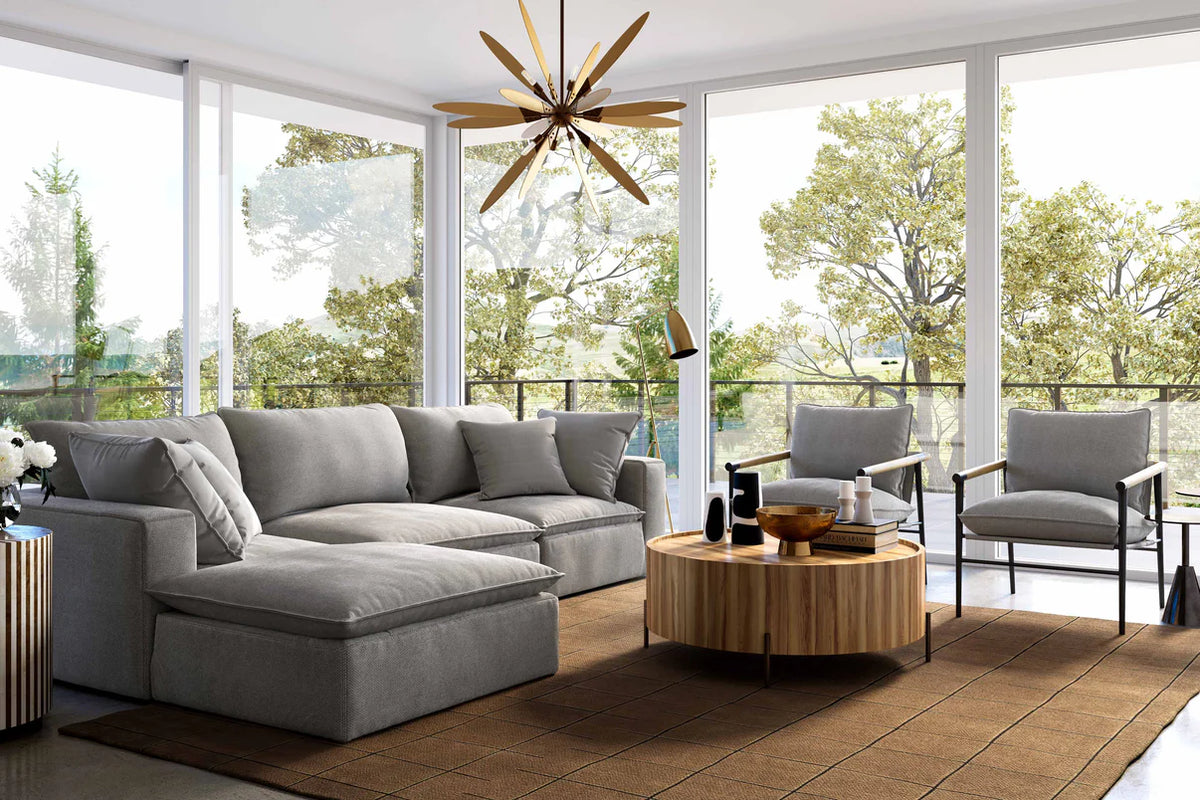 Cali Slate Performance Fabric Ottoman