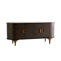 Arna 77.5" Brown & Vintage Brass Oval Sideboard/Credenza