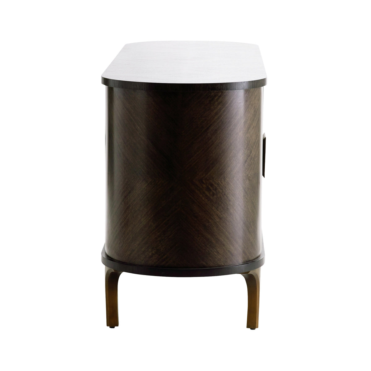 Arna 77.5" Brown & Vintage Brass Oval Sideboard/Credenza