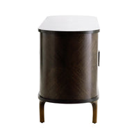 Arna 77.5" Brown & Vintage Brass Oval Sideboard/Credenza