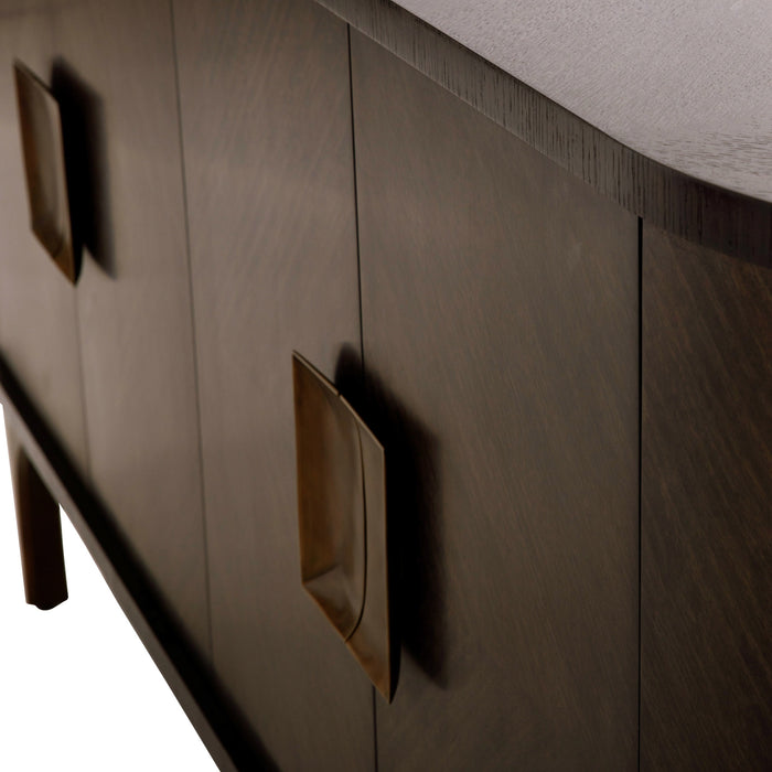 Arna 77.5" Brown & Vintage Brass Oval Sideboard/Credenza