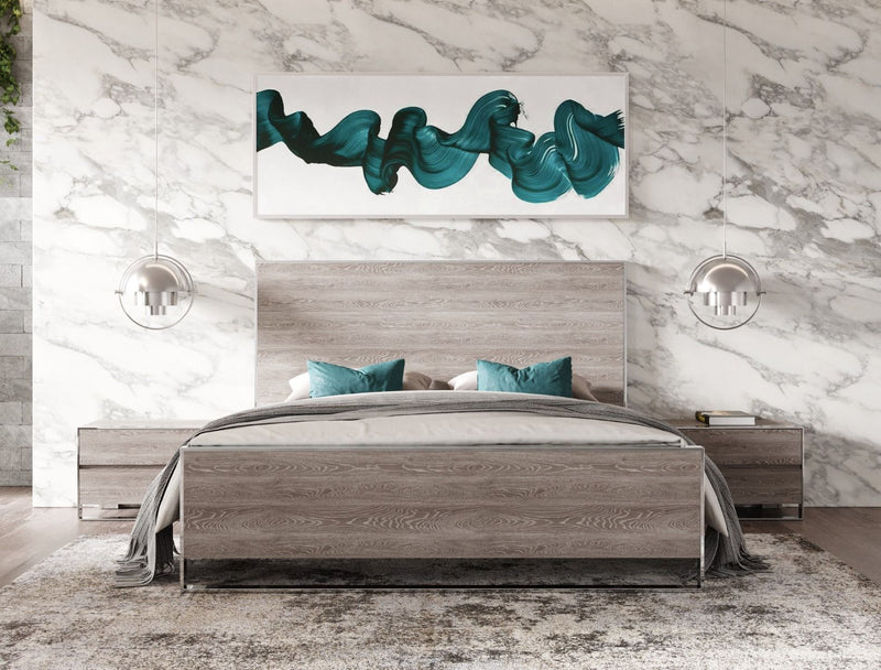 Lucinda Modern Grey Elm Veneer Bed