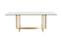 Elspeth 79" Modern Glass & Brass Dining Table
