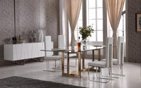 Elspeth 79" Modern Glass & Brass Dining Table