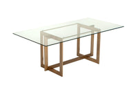 Elspeth 79" Modern Glass & Brass Dining Table