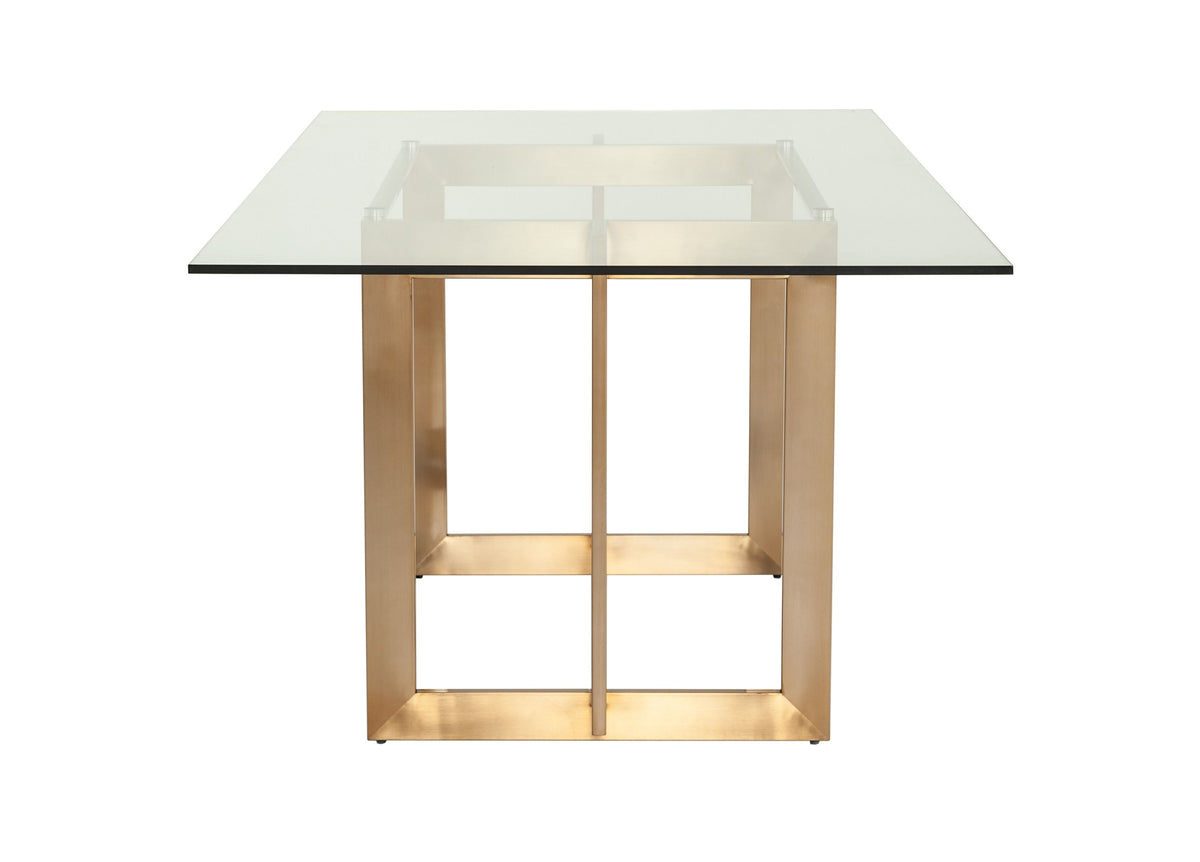 Elspeth 79" Modern Glass & Brass Dining Table