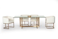Elspeth 79" Modern Glass & Brass Dining Table