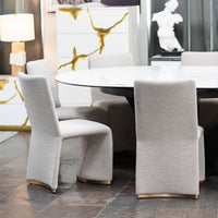 Gloria Contemporary Grey and Brushed Gold Dining Chair (Set of 2)