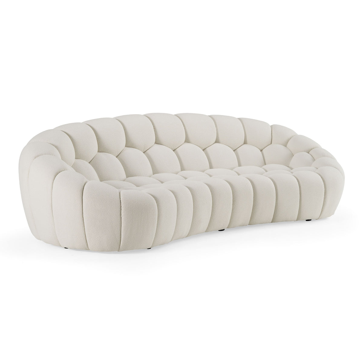 Nicoma Modern Curved Off-White Sofa
