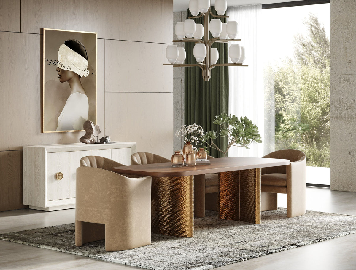Akiko Modern Beige Fabric Dining Chair