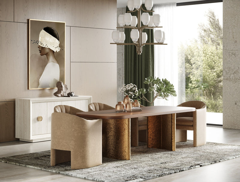 Akiko Modern Beige Fabric Dining Chair