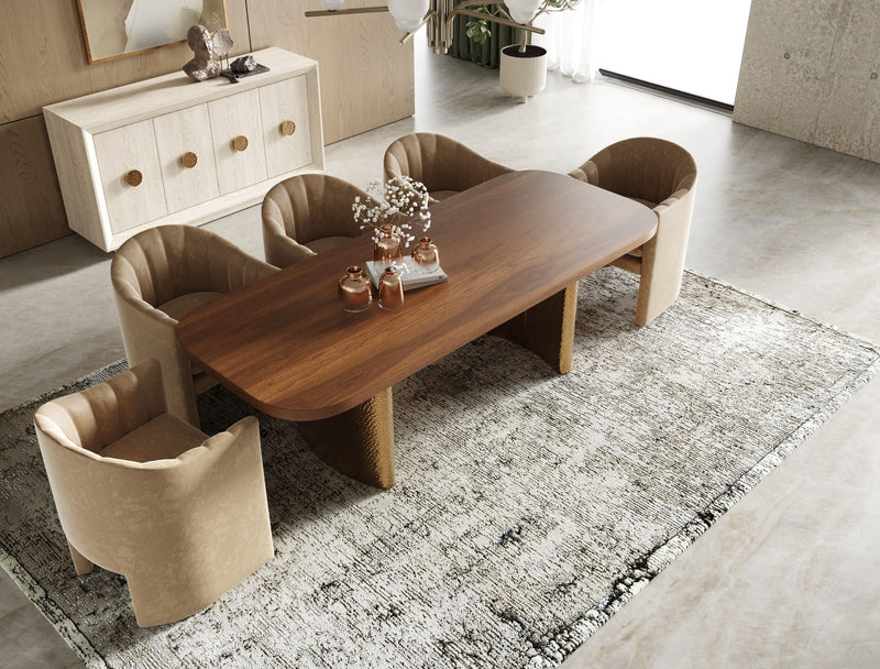 Akiko Modern Beige Fabric Dining Chair