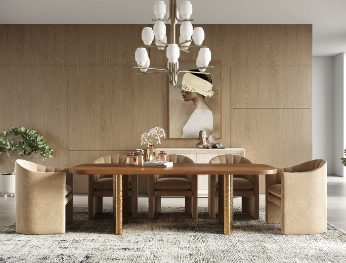 Akiko Modern Beige Fabric Dining Chair