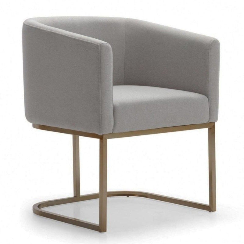 Ren Modern Light Grey Fabric & Antique Brass Dining Chair