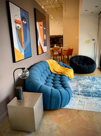 Nicoma Modern Curved Dark Teal Sofa