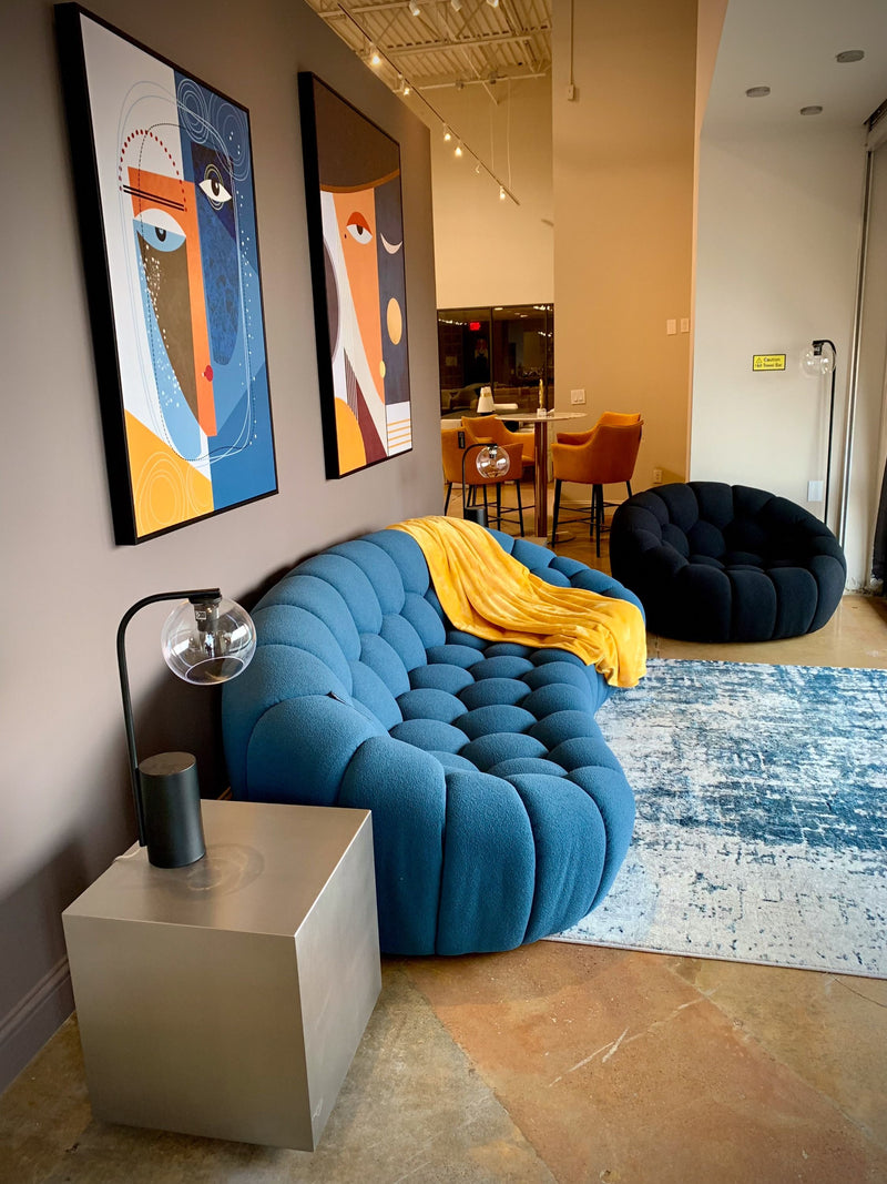 Nicoma Modern Curved Dark Teal Sofa