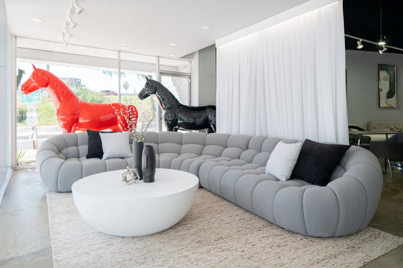 Nicoma Modern Light Grey Curved Sectional Sofa