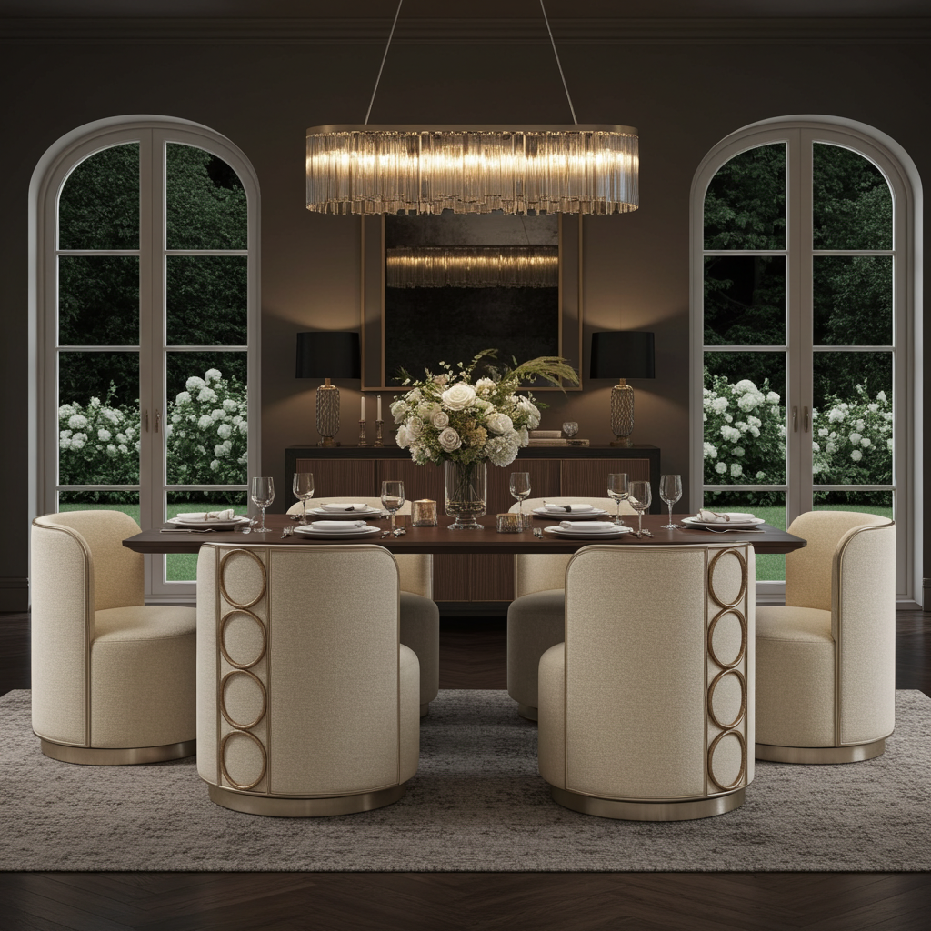 Rhumba Neutral Fabric & Burnished Silver Swivel Accent/Dining Chair