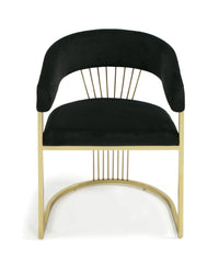 Adelpha Smaller Black Velvet with Polished Gold Dining Chair - Luxury Living Collection