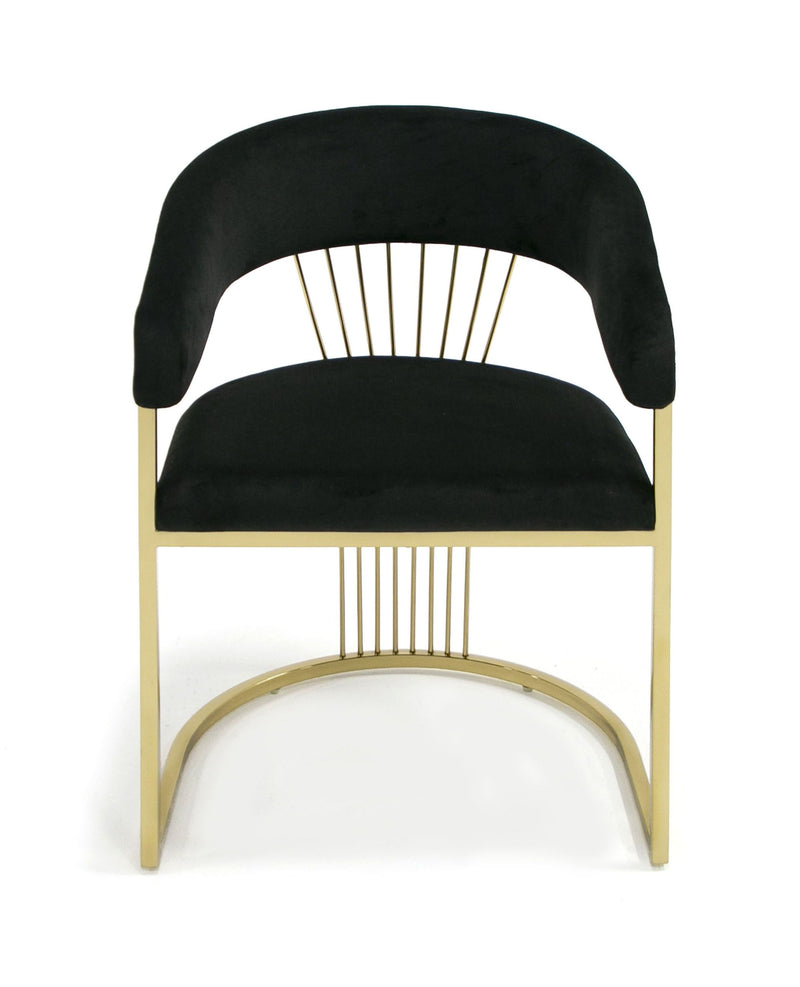 Adelpha Smaller Black Velvet with Polished Gold Dining Chair - Luxury Living Collection