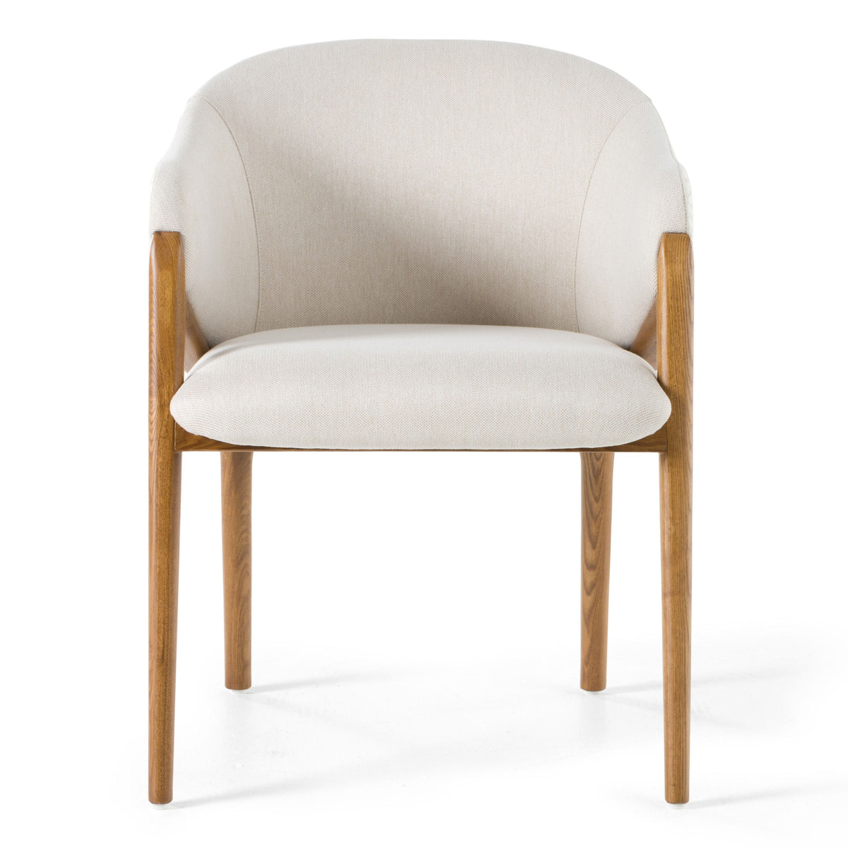 Claude Cream Fabric and Walnut Arm Dining Chair