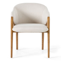 Claude Cream Fabric and Walnut Arm Dining Chair
