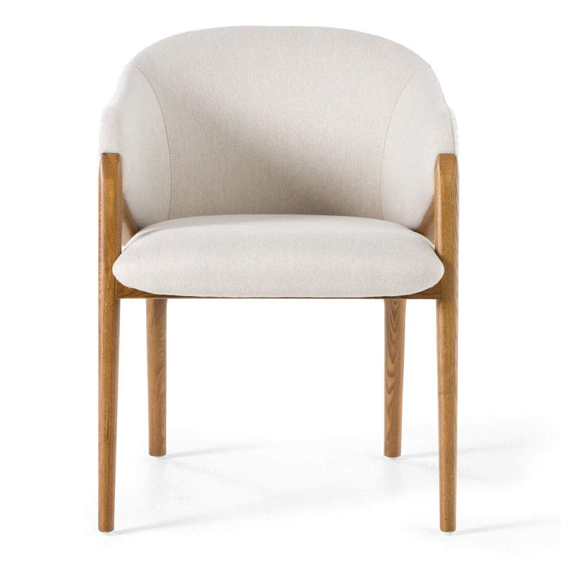 Claude Cream Fabric and Walnut Arm Dining Chair