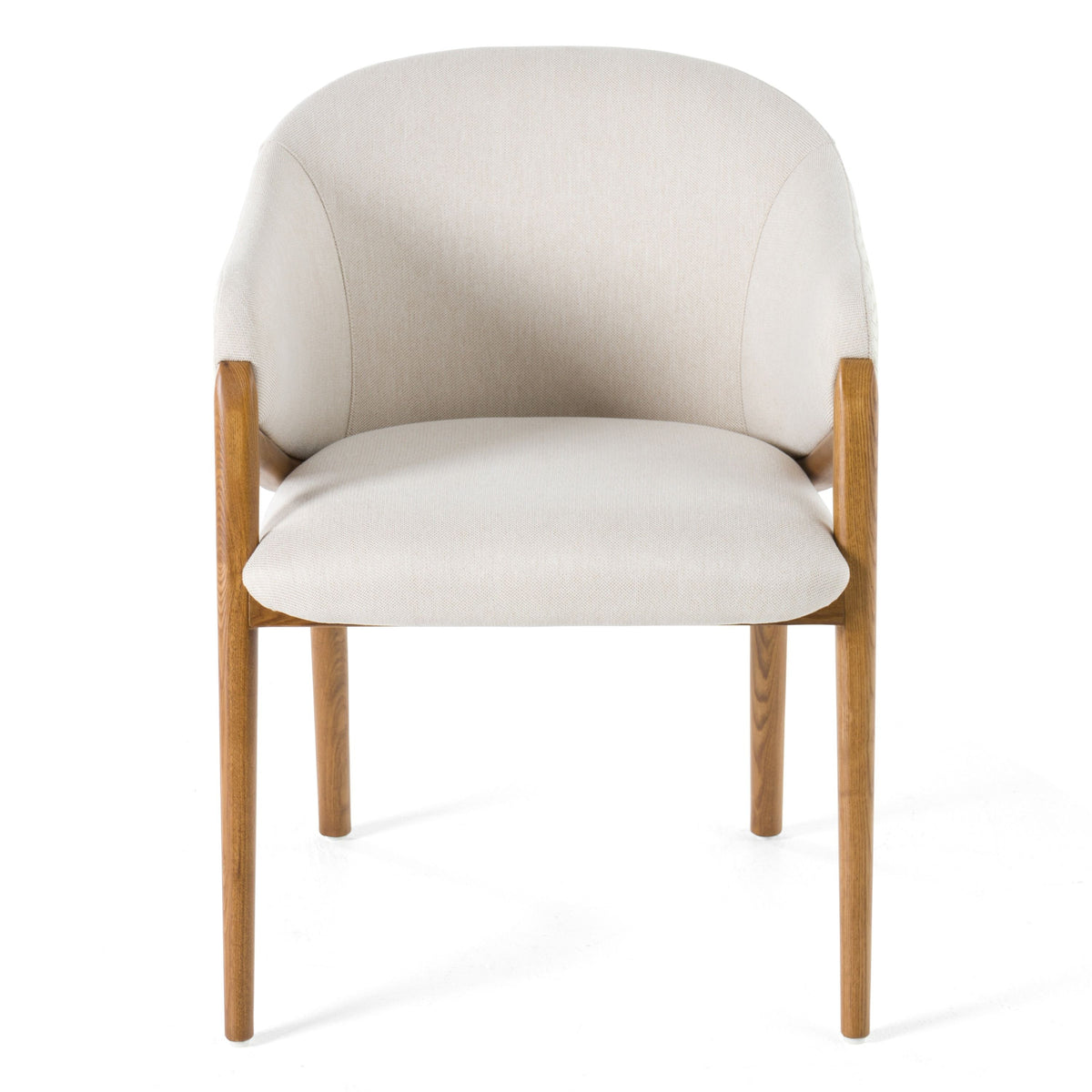 Claude Cream Fabric and Walnut Arm Dining Chair