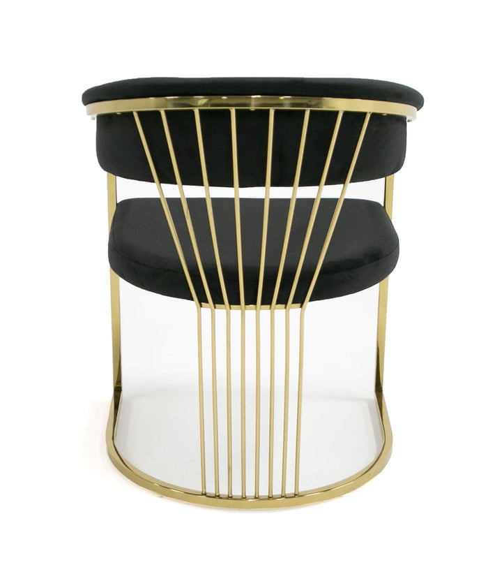 Adelpha Smaller Black Velvet with Polished Gold Dining Chair - Luxury Living Collection