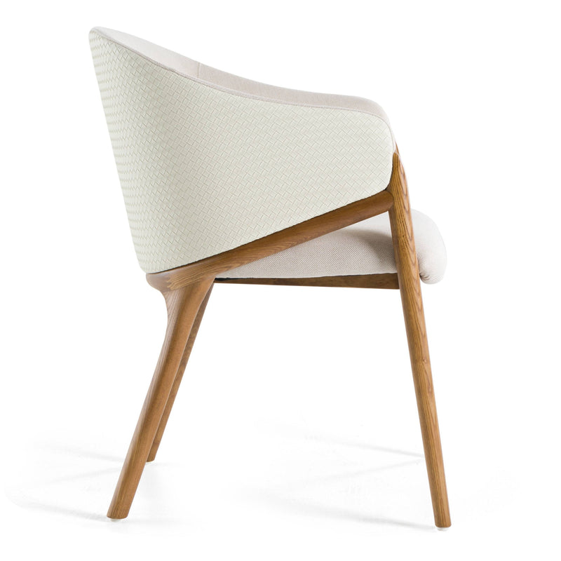 Claude Cream Fabric and Walnut Arm Dining Chair