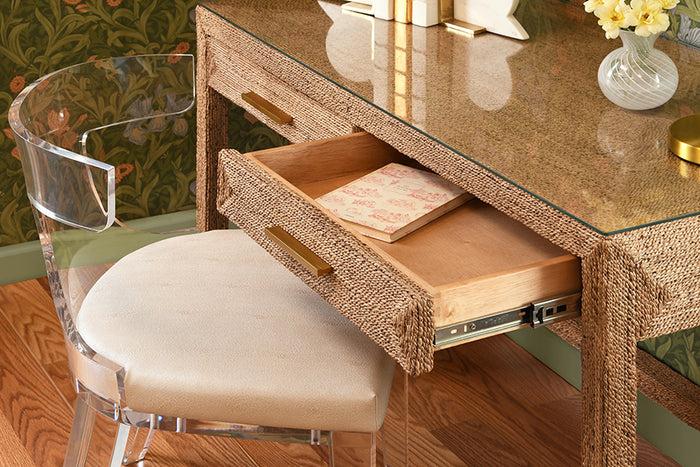 Clay Acrylic & Beige Faux Shagreen Chair