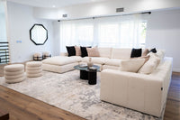 Terra Modern Off White Fabric Ottoman