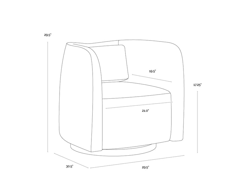 Emilie Caramel Leather Swivel Accent Chair