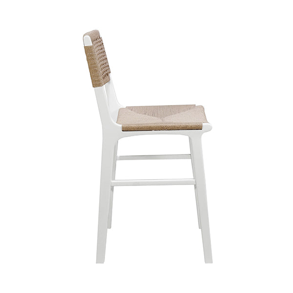 Charlotte White & Woven Counter Stool
