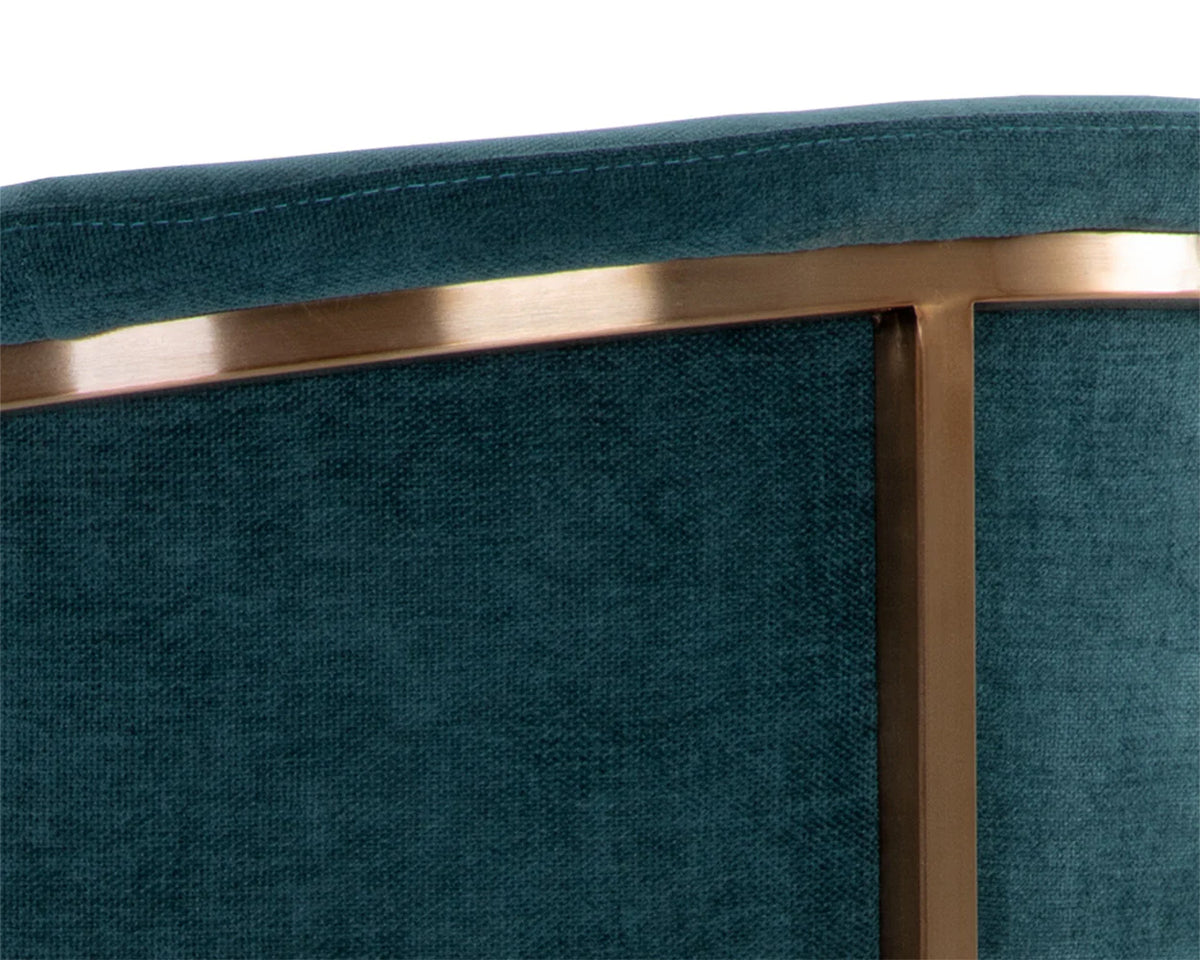 Marris Teal Fabric & Gold Cantilever Dining Armchair