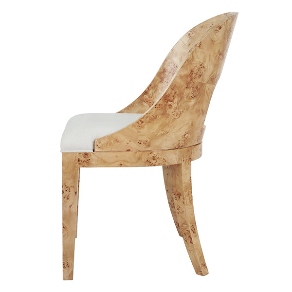 Florencia Burl Wood & White Performance Linen Chair