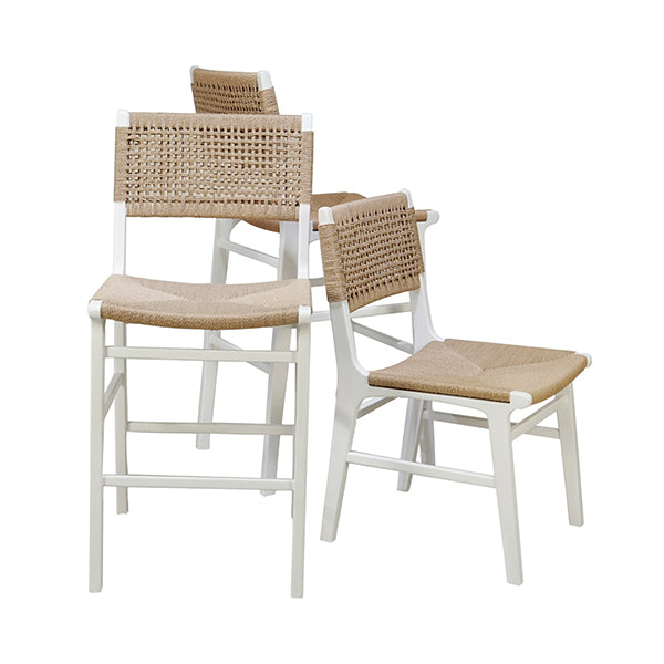 Charlotte White & Woven Counter Stool