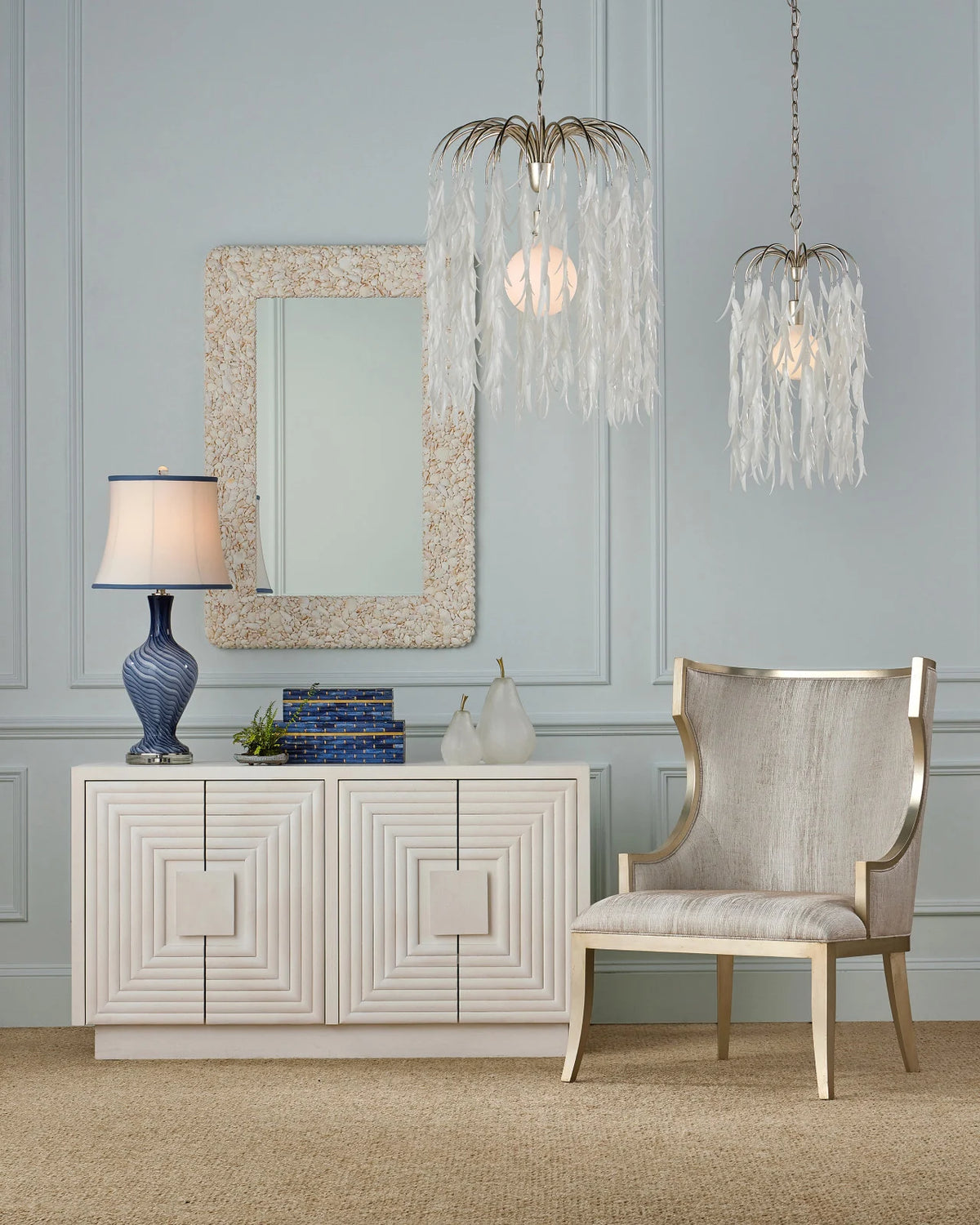 Garson Silver Leaf & Fresh Fine Linen Accent Chair