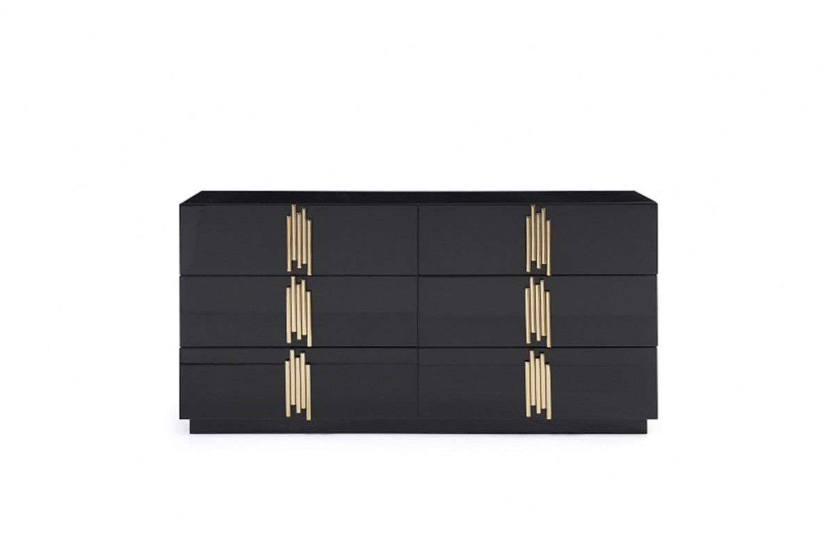 Aurelius Modern Black Gloss & Gold Dresser