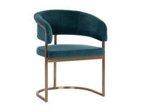 Marris Teal Fabric & Gold Cantilever Dining Armchair