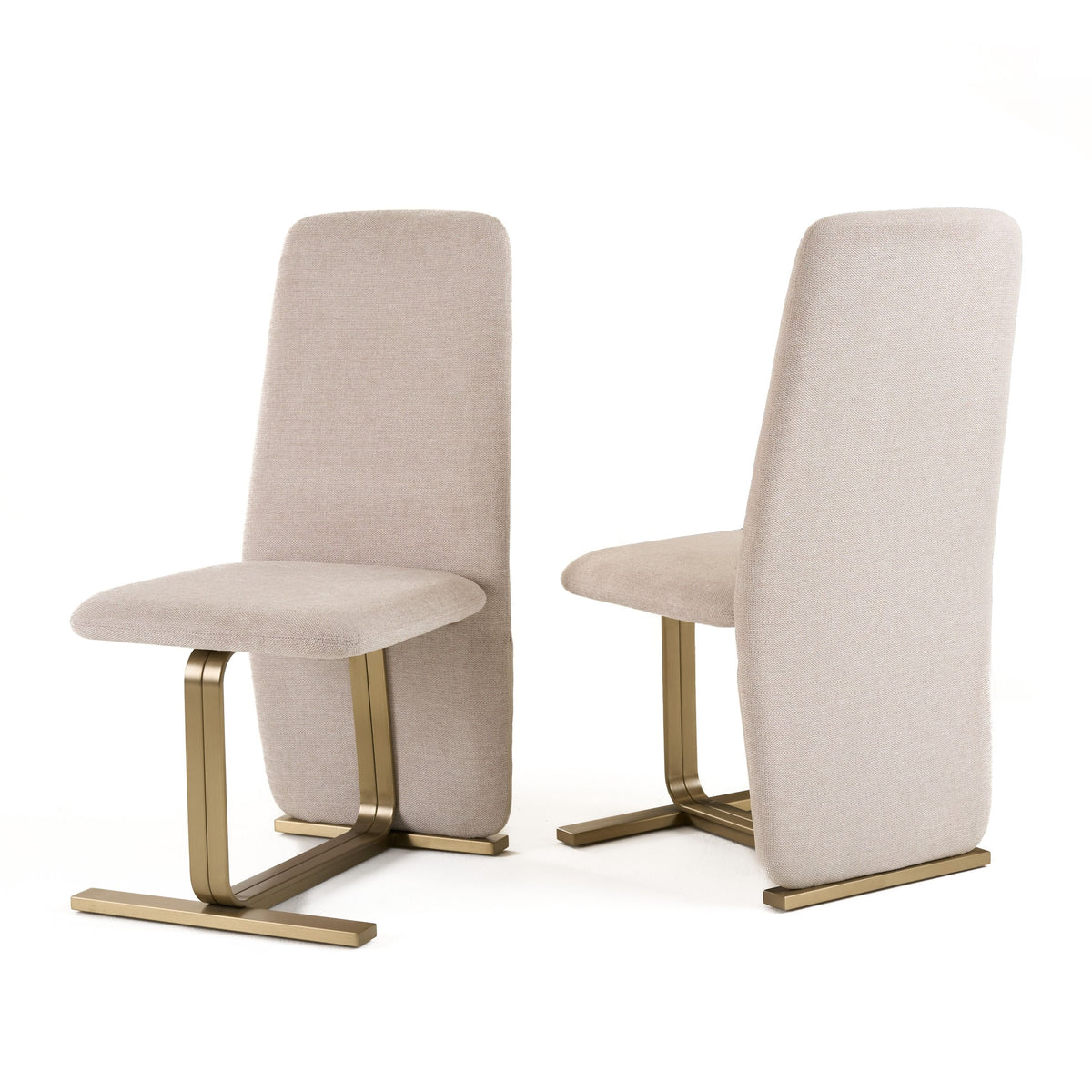 Shale Modern Beige Linen + Brushed Brass Dining Chair (Set of 2)