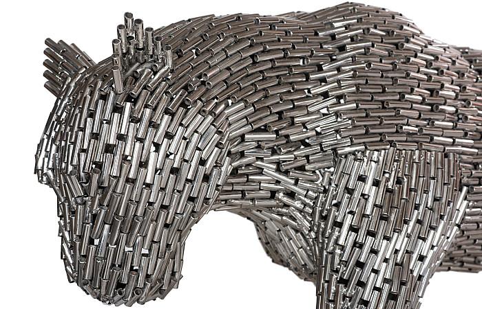 Panther Pipe Sculpture, Walking Stainless Steel Indoor/Outdoor (2 Sizes Available)